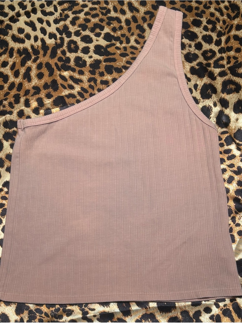 American Eagle Dusty Pink One Shoulder Ribbed Tank Top